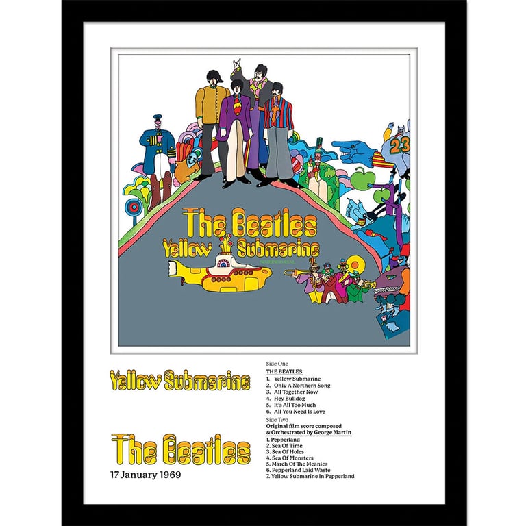 The Beatles Yellow Submarine Framed Collector Print - High Resolution Artwork in Shatterproof Black Frame