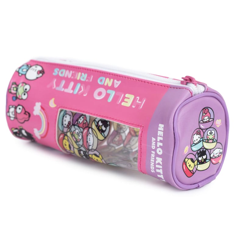 Hello Kitty Tubular Zipped Pastel Coloured Pencil Case - Stationery Storage Organizer