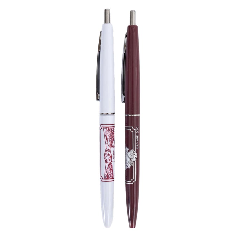 Harry Potter 2pk Coloured Ballpoint Pen Set - Hedwig Owl Design, Black Ink Writing Tools