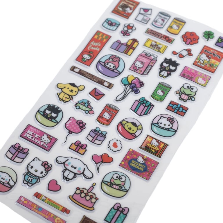 Hello Kitty Puff Sticker Set - 50 Assorted Character and Icon Stickers