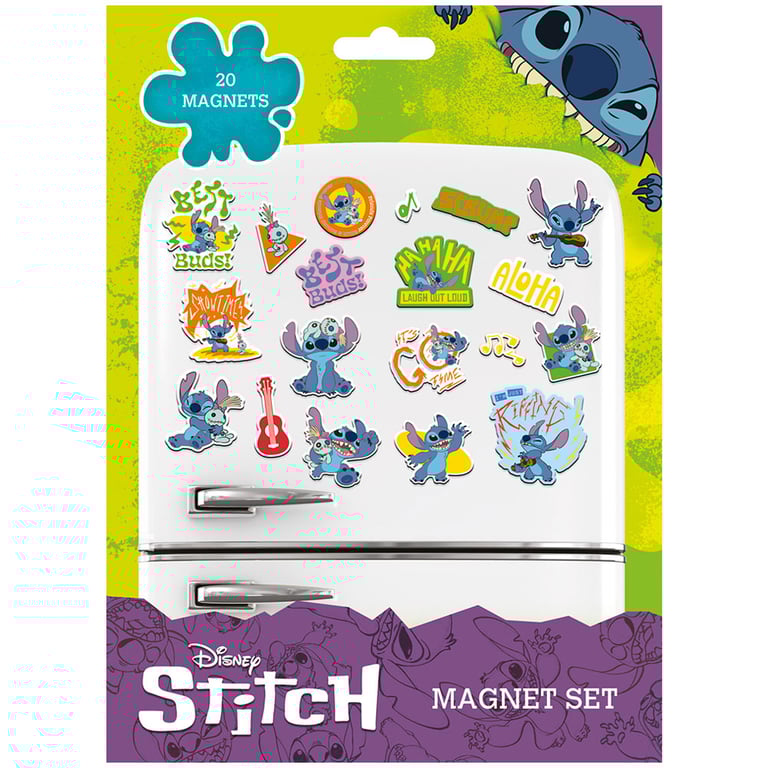 Lilo & Stitch Colourful Fridge Magnet Set - 20 Detailed Rubber Magnets for Personalized Home Decor