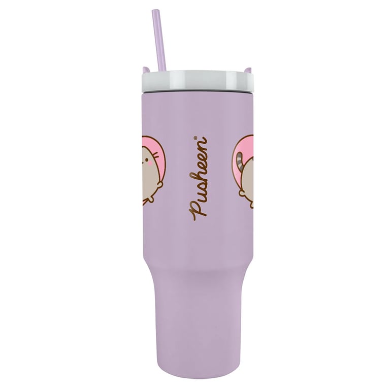 Pusheen 40oz Insulated Thermal Tumbler with Straw and Soft Grip Handle