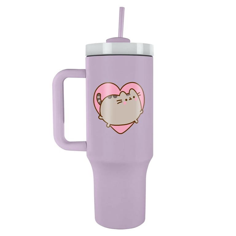 Pusheen 40oz Insulated Thermal Tumbler with Straw and Soft Grip Handle