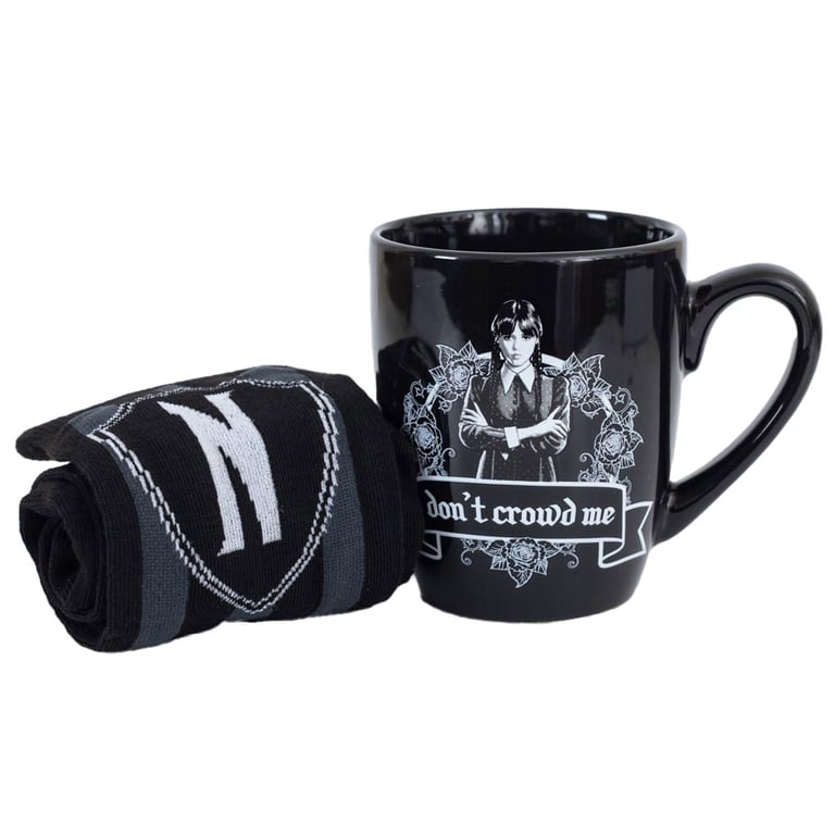 Wednesday Addams Mug & Sock Gift Set - Gothic Coffee Mugs and Socks