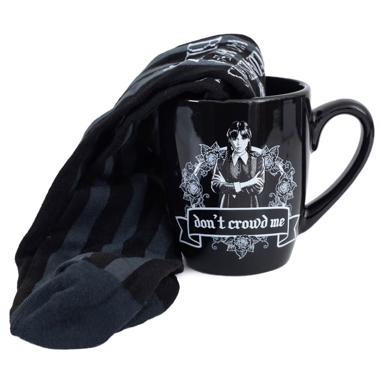 Wednesday Addams Mug & Sock Gift Set - Gothic Coffee Mugs and Socks