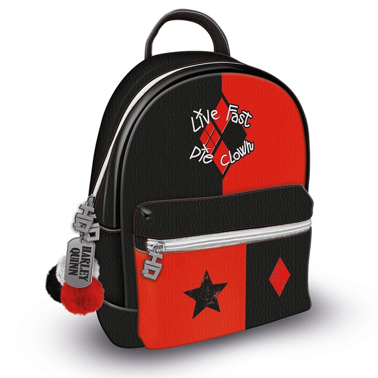 Suicide Squad Harley Quinn Fashion Backpack - Padded Adjustable Straps & Wipe Clean Faux Leather