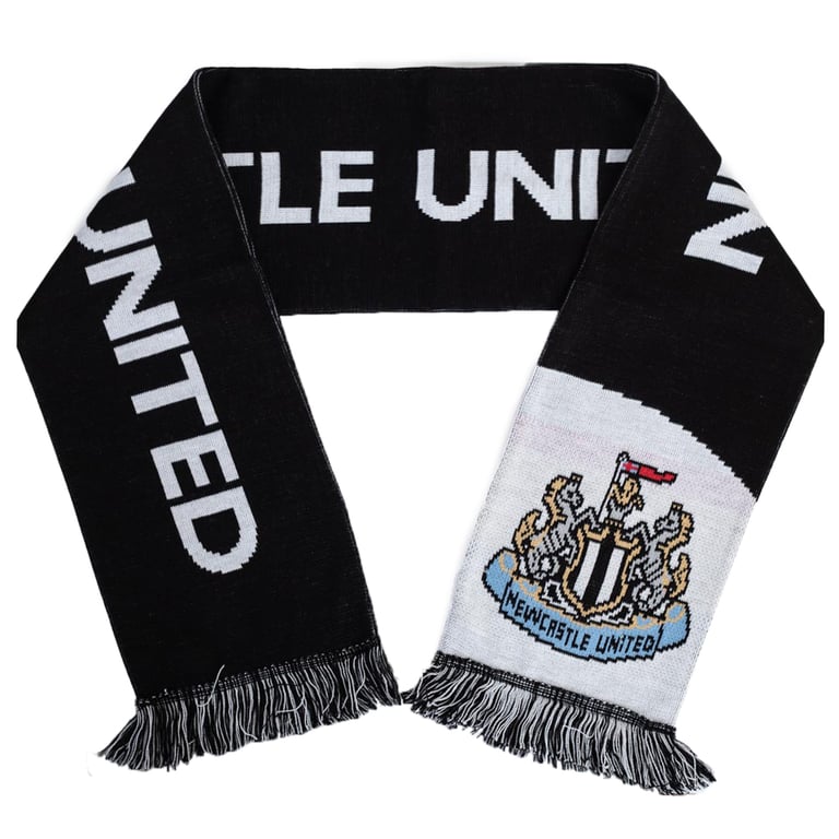 Newcastle United FC Diagonal Black Reversible Jacquard Knit Scarf with Club Crest