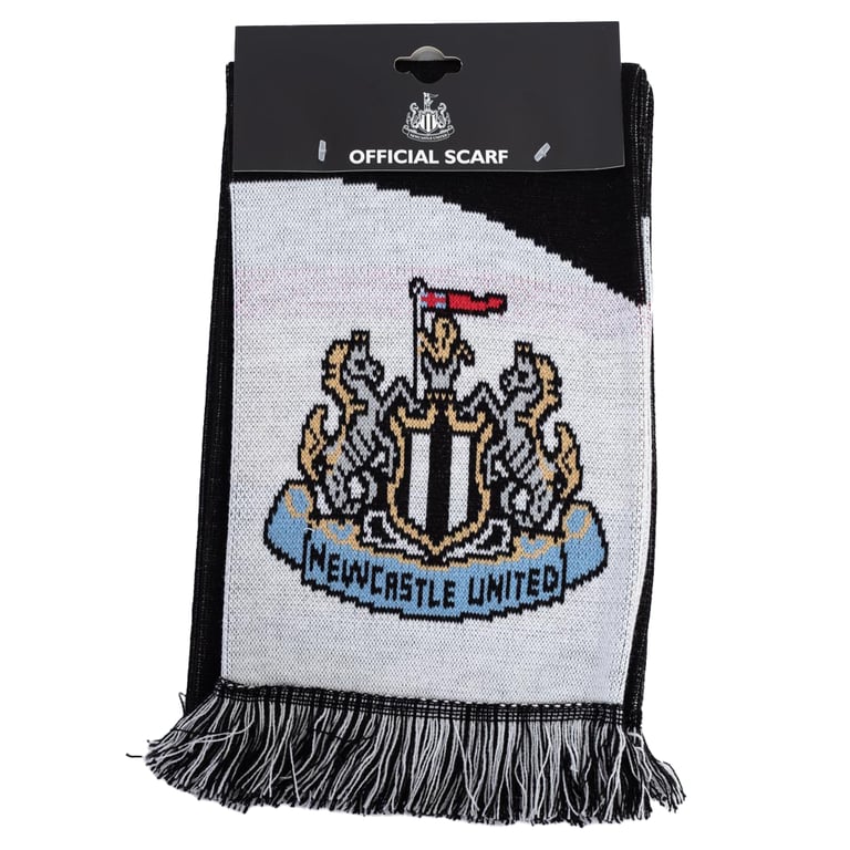 Newcastle United FC Diagonal Black Reversible Jacquard Knit Scarf with Club Crest