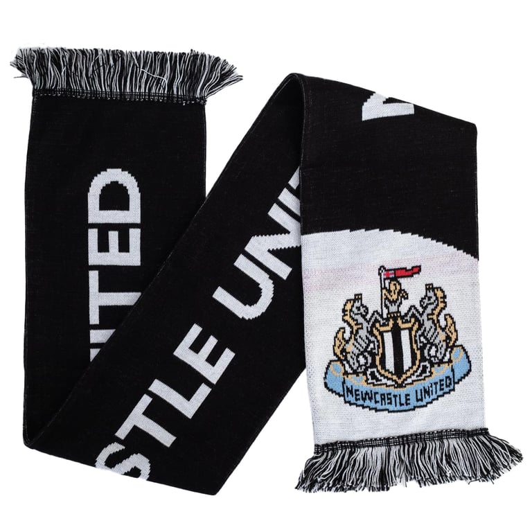 Newcastle United FC Diagonal Black Reversible Jacquard Knit Scarf with Club Crest
