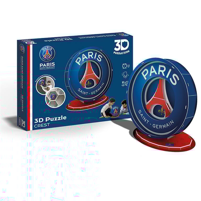 Paris Saint Germain FC 3D Crest Construction Puzzle - Easy to Assemble, Interlocking Pieces