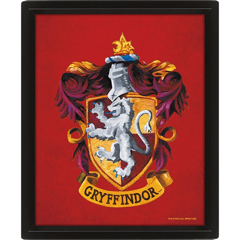 Harry Potter Gryffindor 3D Lenticular Frame - Moving House Crests in Stylish Black Frame