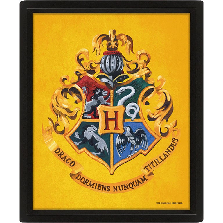 Harry Potter Hufflepuff 3D Lenticular Framed Picture - Moving Hogwarts Crest Design