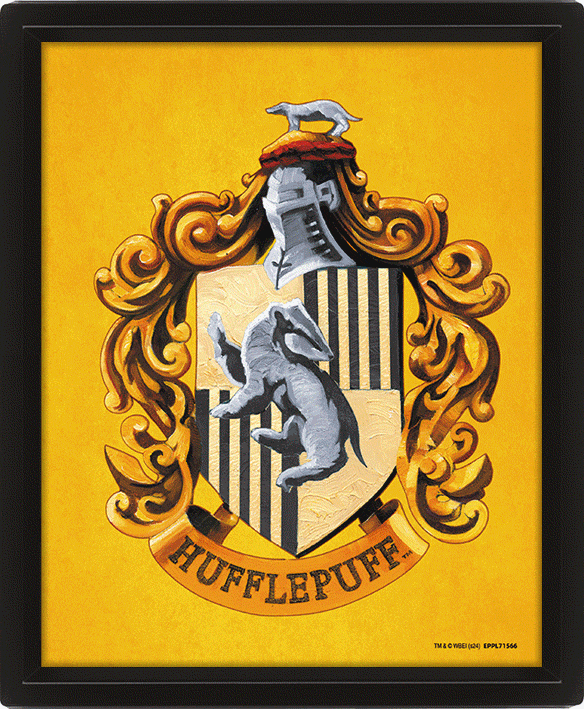 Harry Potter Hufflepuff 3D Lenticular Framed Picture - Moving Hogwarts Crest Design