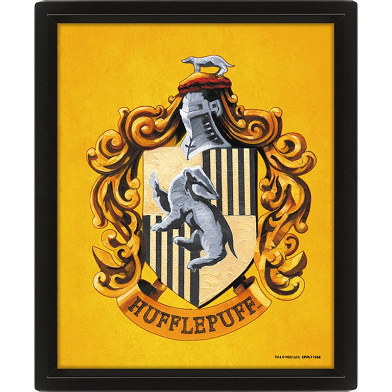 Harry Potter Hufflepuff 3D Lenticular Framed Picture - Moving Hogwarts Crest Design