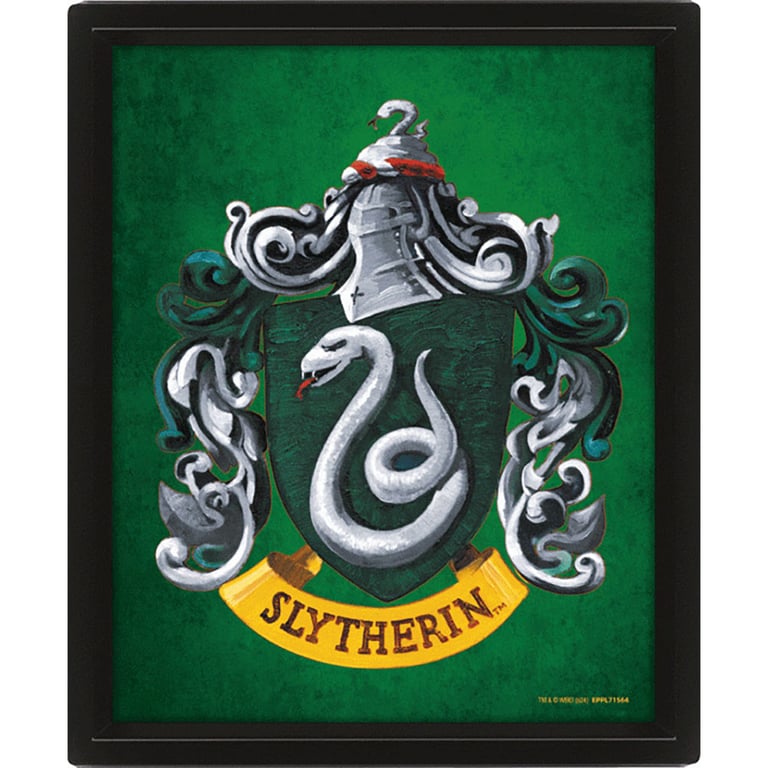 Harry Potter Slytherin Framed 3D Picture - Moving House Crests in a Stylish Black Frame