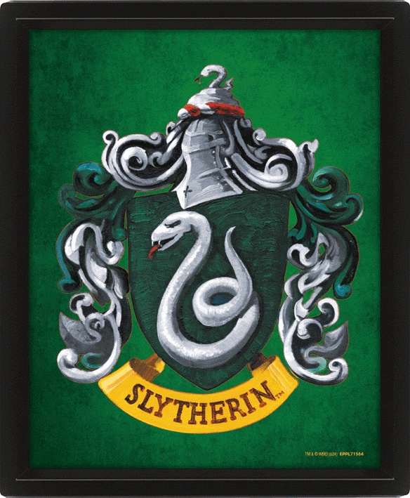 Harry Potter Slytherin Framed 3D Picture - Moving House Crests in a Stylish Black Frame