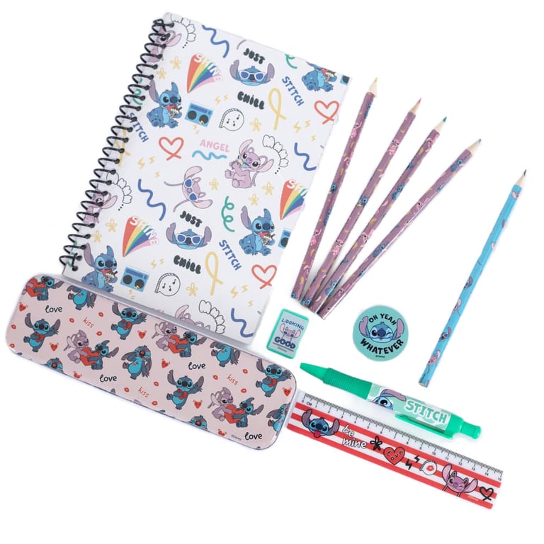 Lilo & Stitch Deluxe 11-Piece Bumper Stationery Set with Wiro Notepad and Colouring Pencils