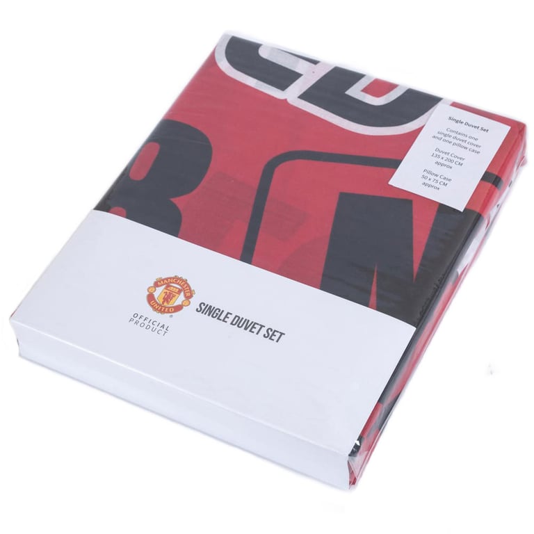 Manchester United FC Patch Design Duvet Set - UK Crest Patterned Bedding