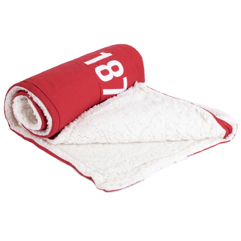 Manchester United FC Core Stripe Sherpa Fleece Blanket - Super Soft & Warm Red Team Blanket