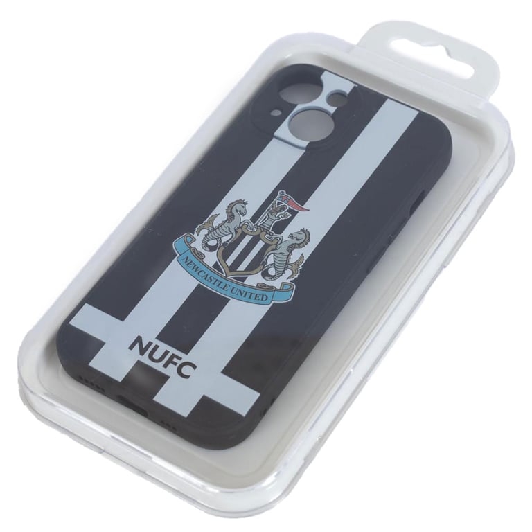 Newcastle United FC Striped Silicone iPhone 15 Case - Official NUFC Crest Design