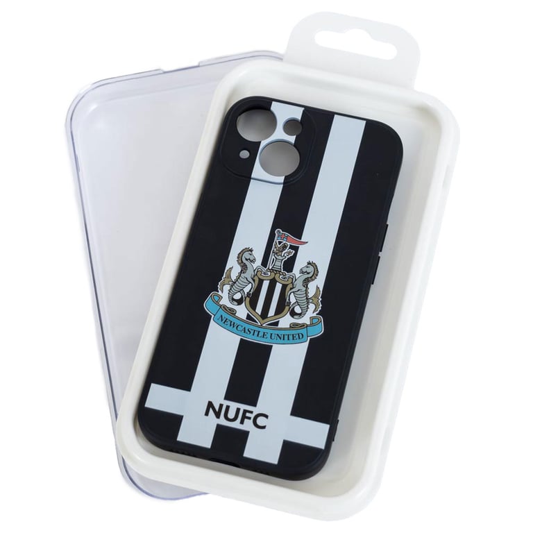 Newcastle United FC Striped Silicone iPhone 15 Case - Official NUFC Crest Design