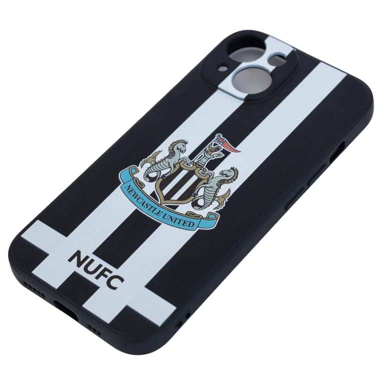 Newcastle United FC Striped Silicone iPhone 15 Case - Official NUFC Crest Design