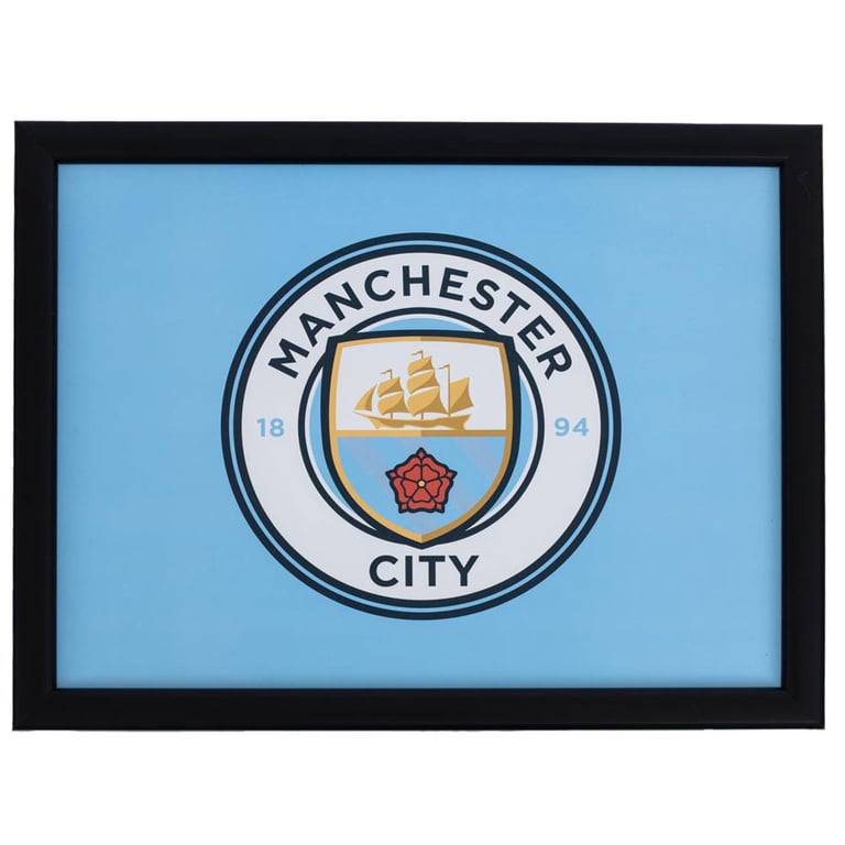 Manchester City FC Cushioned Lap Tray with Official Crest Design and Black Frame