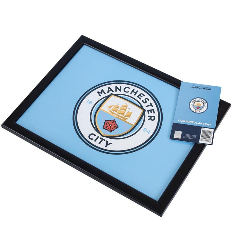 Manchester City FC Cushioned Lap Tray with Official Crest Design and Black Frame
