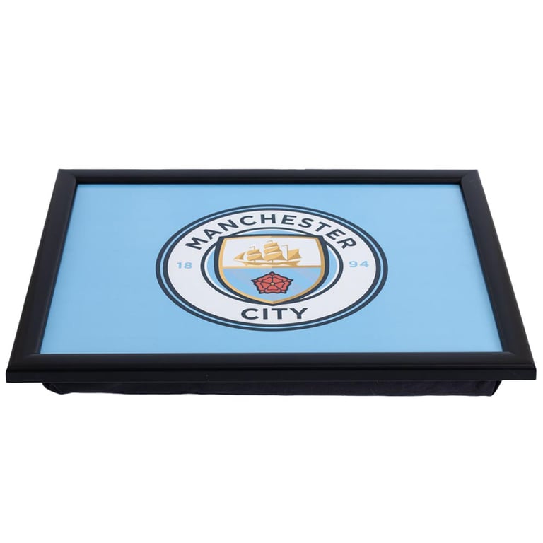 Manchester City FC Cushioned Lap Tray with Official Crest Design and Black Frame