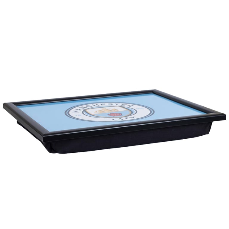 Manchester City FC Cushioned Lap Tray with Official Crest Design and Black Frame