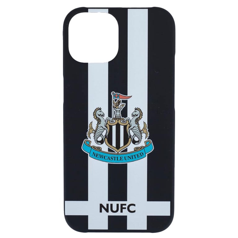 Newcastle United FC iPhone 14 Striped Hard Case - Official NUFC Crest and Text Design
