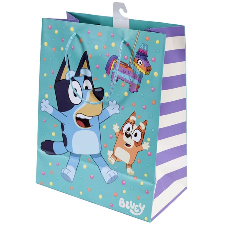 Bluey Medium Multi Colour Gift Bag with Woven Handles and Character Tag