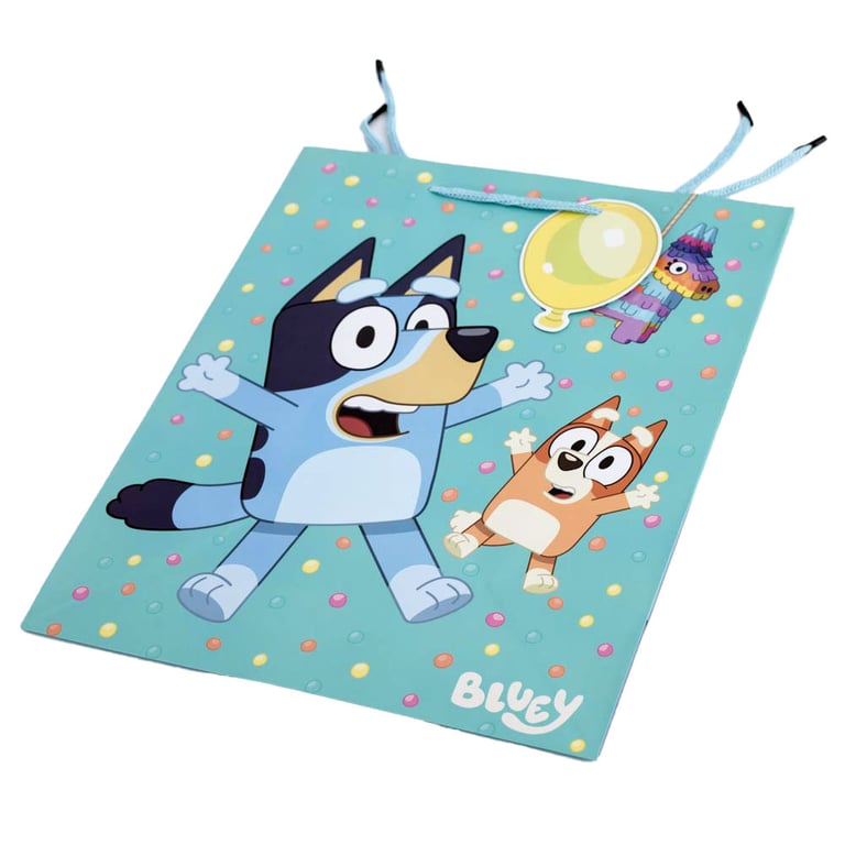 Bluey Medium Multi Colour Gift Bag with Woven Handles and Character Tag