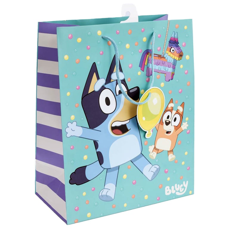 Bluey Medium Multi Colour Gift Bag with Woven Handles and Character Tag
