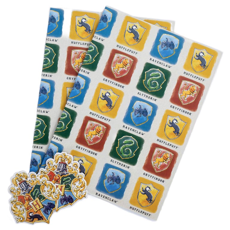 Harry Potter Watercolour Gift Wrap - 2 Sheets & Hogwarts Crest Tags