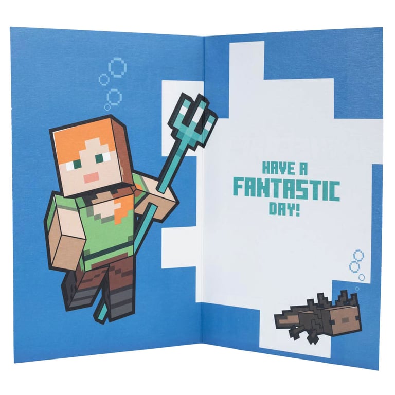 Minecraft Steve and Alex Birthday Card - Gloss Finish with Gamer Message