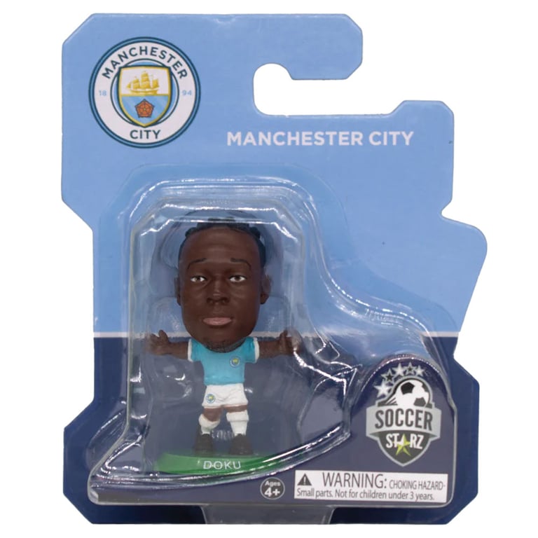 Manchester City FC SoccerStarz Doku Collectible Figure in Classic Home Kit