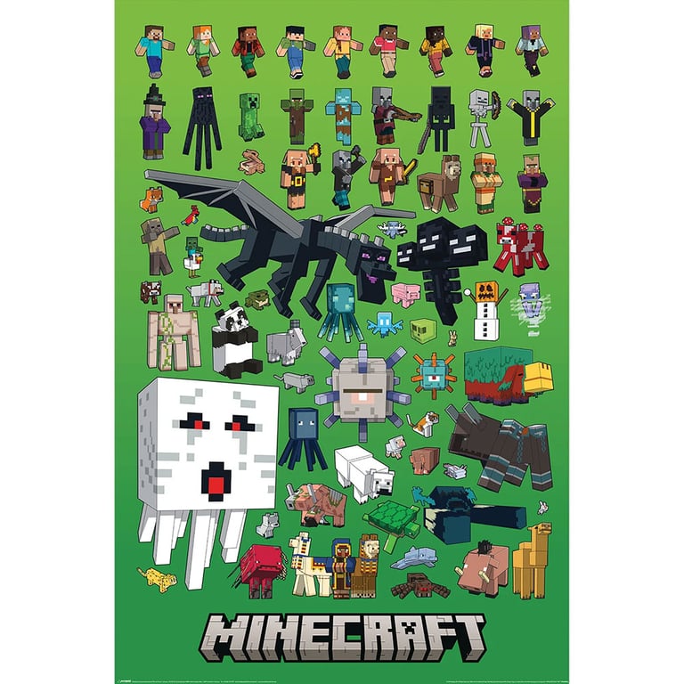 Minecraft Character Montage Poster 200 - High Resolution Rolled Artwork on 150gsm Gloss Paper