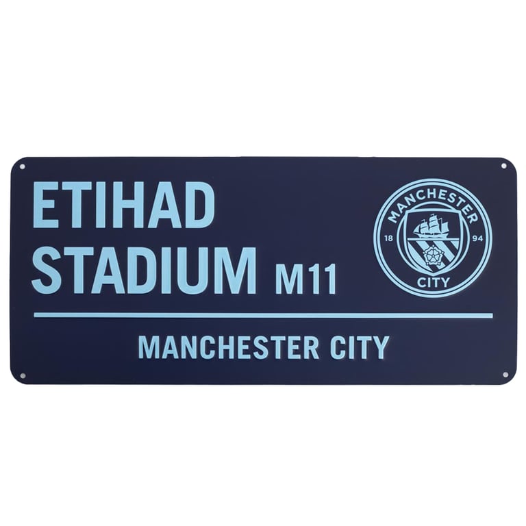 Manchester City FC Two Tone Etihad Stadium Street Sign - Gloss Metal Wall Art