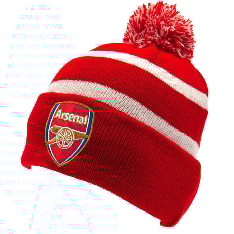 Arsenal FC Red Breakaway Ski Hat - Embroidered Crest Beanie with Bobble Detail