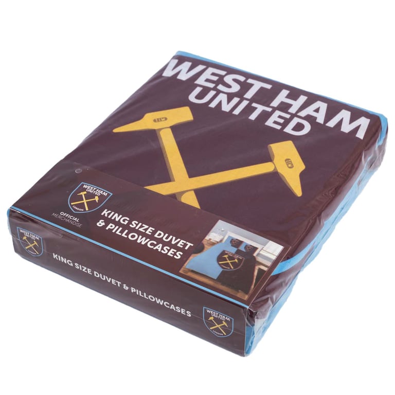 West Ham United FC Colour Split Reversible Duvet Set with Club Crest Pillowcases