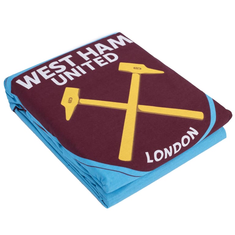 West Ham United FC Colour Split Reversible Duvet Set with Club Crest Pillowcases