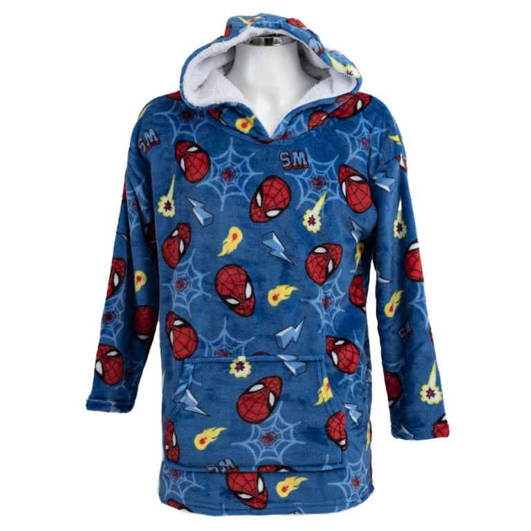 Spider-Man Kids Cozy Hooded Poncho Blanket - Super Soft & Warm Wearable Fleece