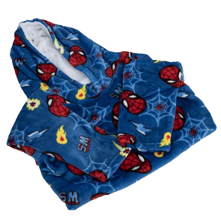 Spider-Man Kids Cozy Hooded Poncho Blanket - Super Soft & Warm Wearable Fleece