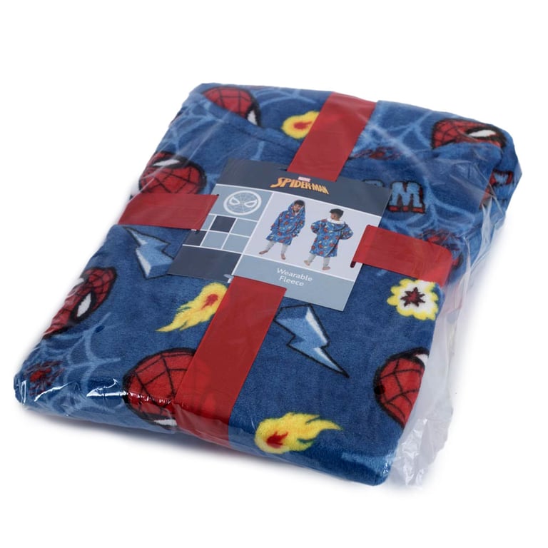 Spider-Man Kids Cozy Hooded Poncho Blanket - Super Soft & Warm Wearable Fleece