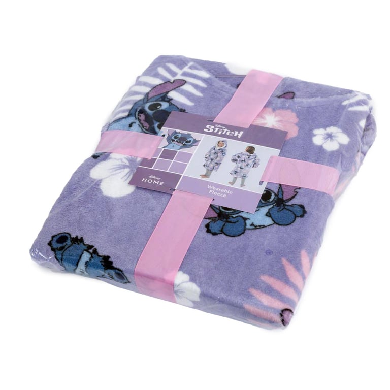 Lilo & Stitch Luxury Purple Kids Wearable Fleece Poncho Blanket - Super Soft Hooded Cozy Design