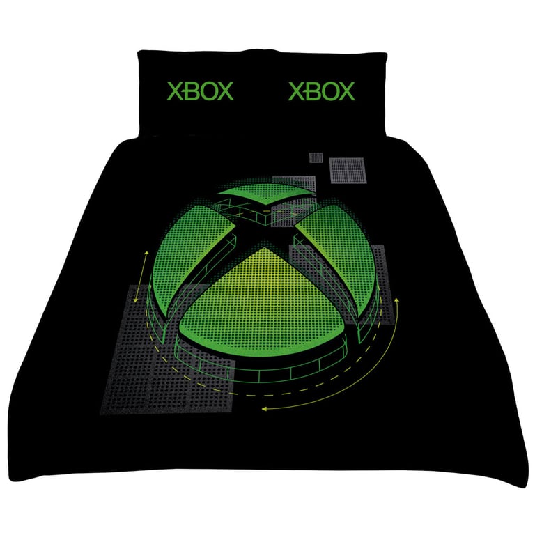 Xbox Double Duvet Set - Black Quilt Cover with Xbox Logo Design, Machine Washable