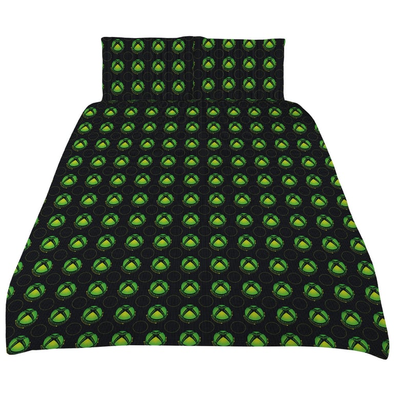 Xbox Double Duvet Set - Black Quilt Cover with Xbox Logo Design, Machine Washable