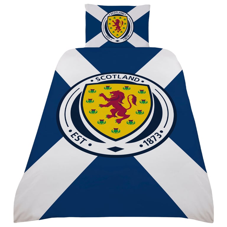 Scottish FA Vibrant Navy and White Microfibre Duvet Set - Club Crest Design