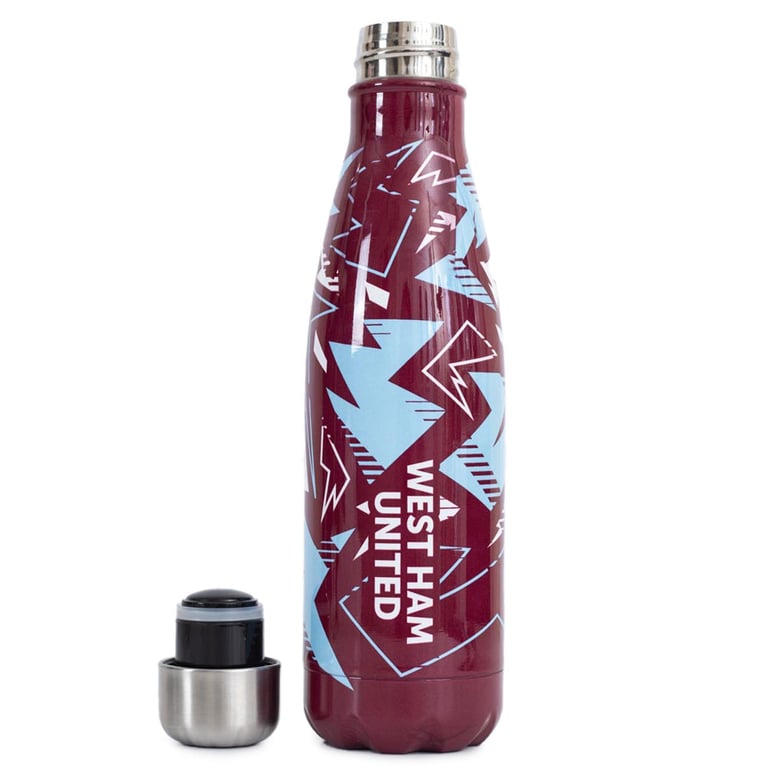West Ham United FC Claret Bottle Stainless Steel Thermal Flask - 24hr Temperature Maintenance